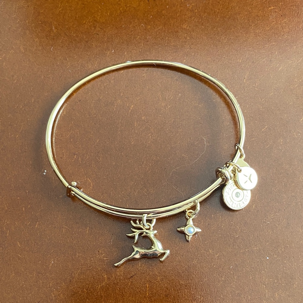 Alex and Ani Gold Reindeer Charm Bracelet